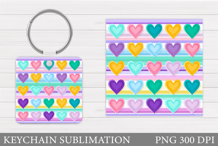 Hearts Keychain Sublimation. Valentine Keychain Design