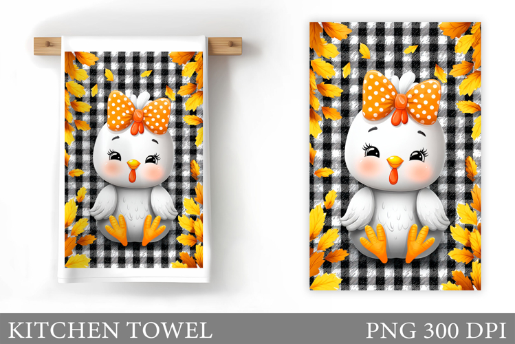 Fall Chicken Kitchen Towel. Fall Kitchen Towel Sublimation