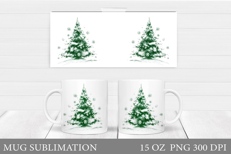 Christmas Tree Mug Sublimation. Christmas Tree Mug Design