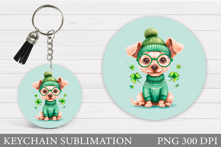 St Patrick Dog Keychain. St Patrick Keychain Sublimation