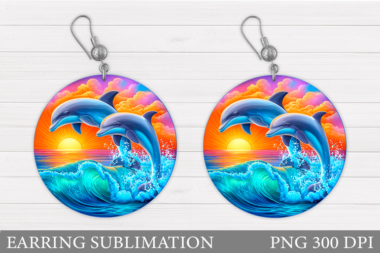 Dolphins Keychain Sublimation. Dolphins Round Keychain