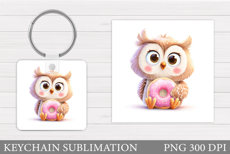 Valentines Owl Keychain. Cute Owl Keychain Sublimation