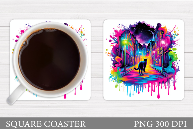 Cat Coaster Design. Cute Cat Sublimation