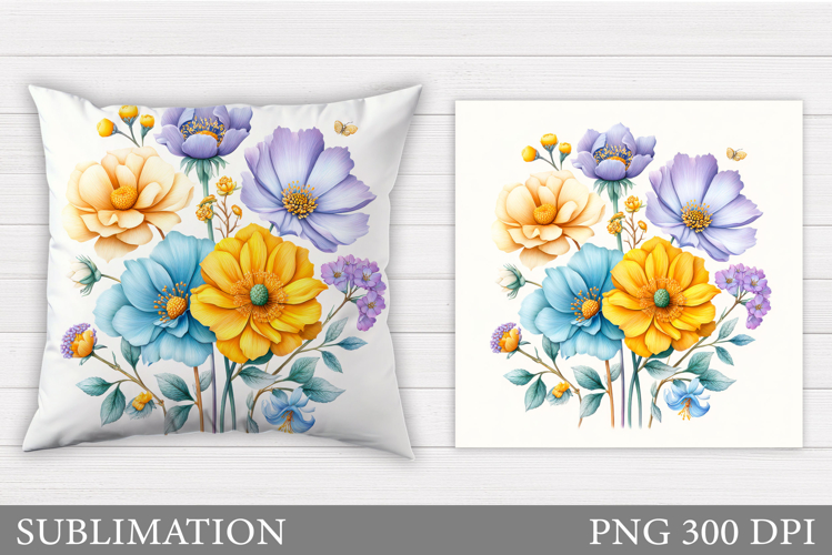 Flowers Pillow Sublimation. Floral Pillow Design