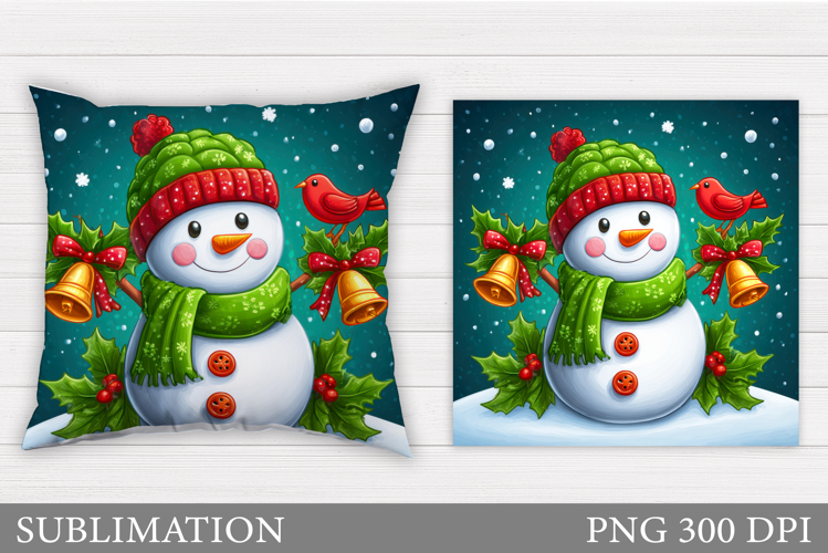 Christmas Snowman Pillow. Christmas Pillow Design