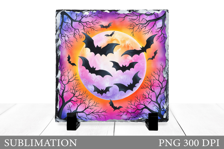 Halloween Bat Slate Sublimation. Halloween Slate Design