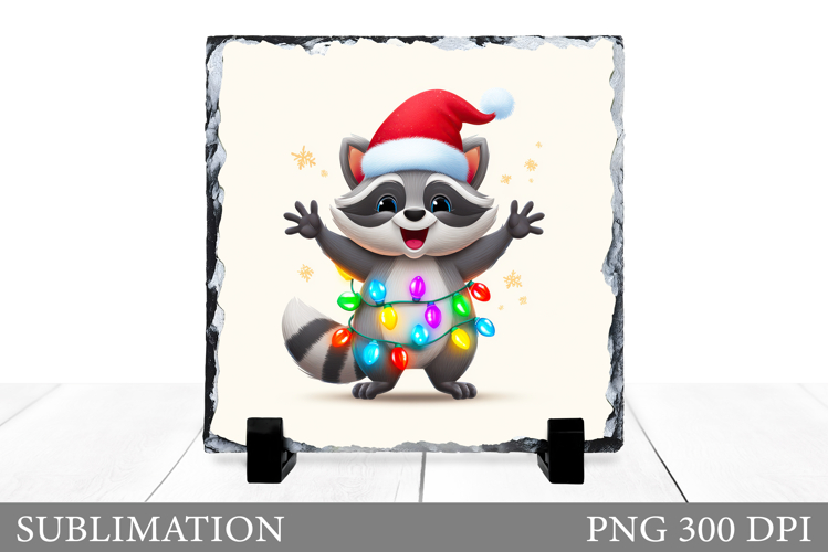 Christmas Raccoon Slate. Christmas Raccoon Sublimation