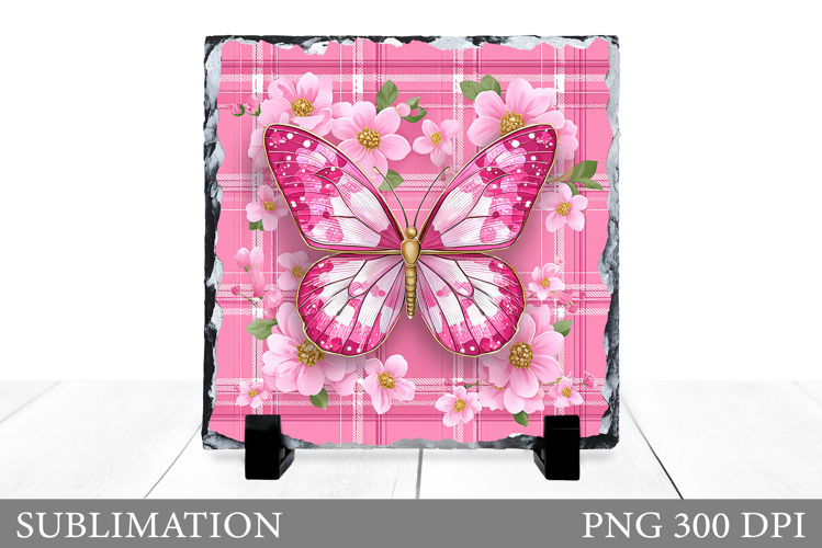 Butterfly Slate Sublimation. Butterfly Flowers Sublimation