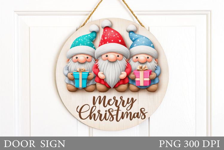 Christmas Gnome Door Sign. Christmas Door Sign Sublimation