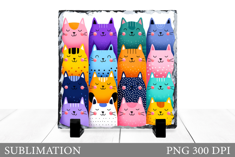 Cute Cat Sublimation. Funny Cat Slate Design
