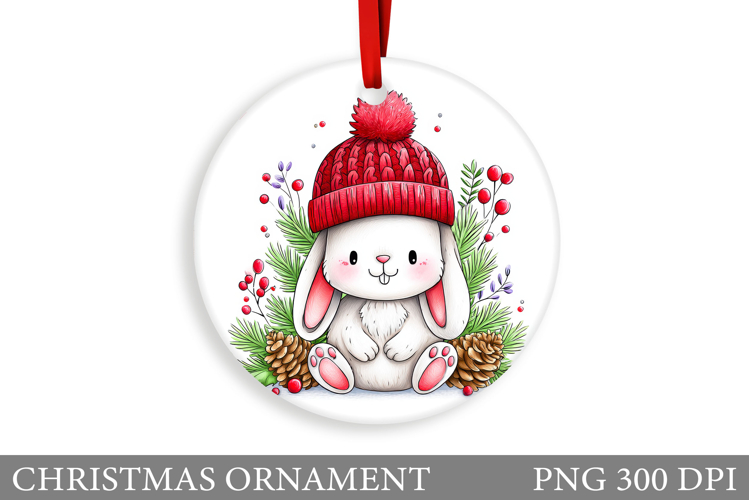 Cute Bunny Christmas Ornament. Christmas Ornament Design