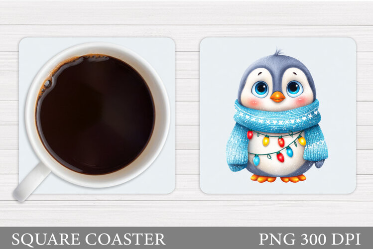 Christmas Penguin Coaster. Christmas Coaster Sublimation example image 1