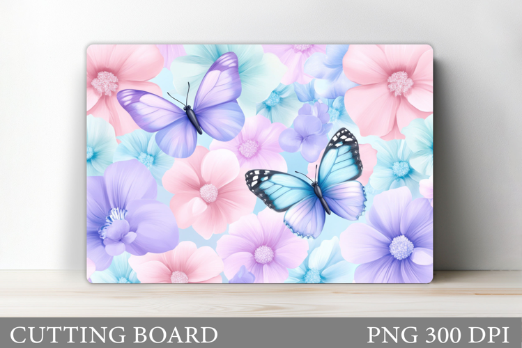 Butterflies Cutting Board. Flowers Kitchen Cutting Board