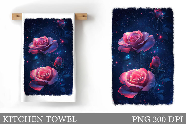 Roses Kitchen Towel. Flowers Kitchen Towel Design example image 1