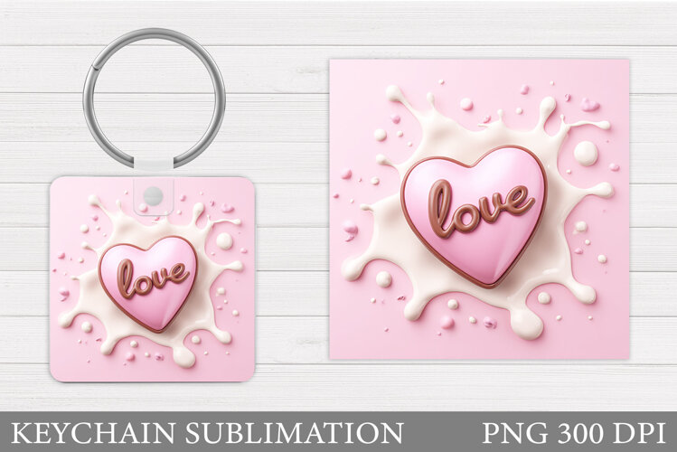 Heart Keychain Sublimation. Valentine Keychain Design example image 1