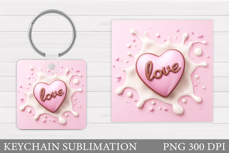 Heart Keychain Sublimation. Valentine Keychain Design