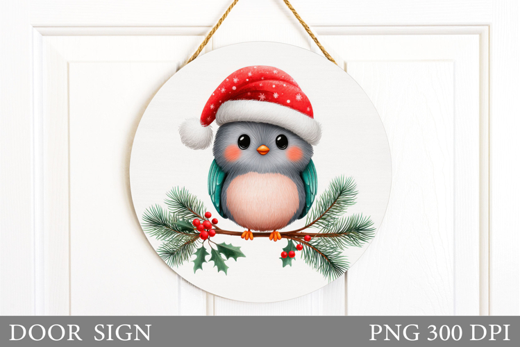 Christmas Bird Door Sign. Christmas Door Sign Sublimation