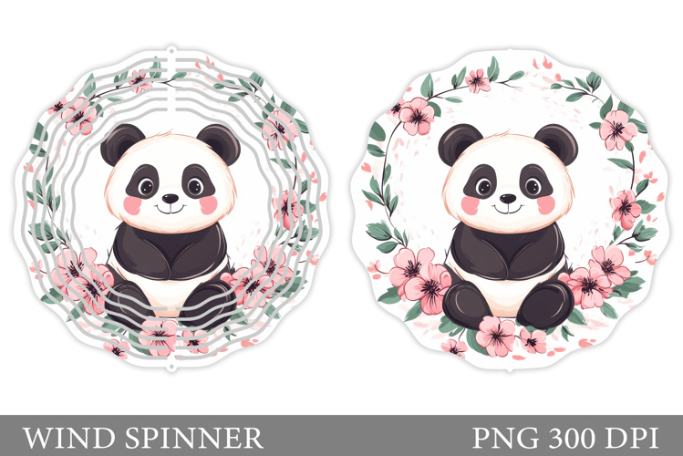 Cute Panda Wind Spinner. Panda Flowers Wind Spinner Design