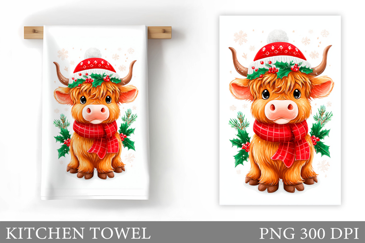 Christmas Cow Kitchen Towel. Christmas Kitchen Towel Design