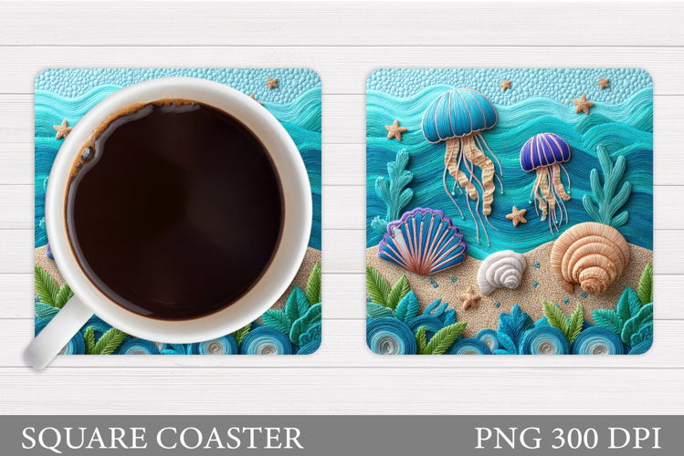 Jellyfish Coaster Design. Sea Coaster Sublimation