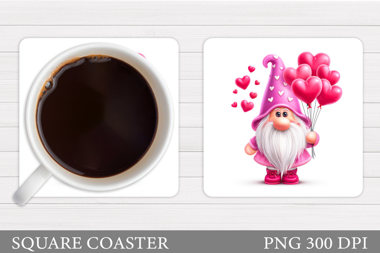 Valentines Gnome Coaster. Valentines Coaster Sublimation