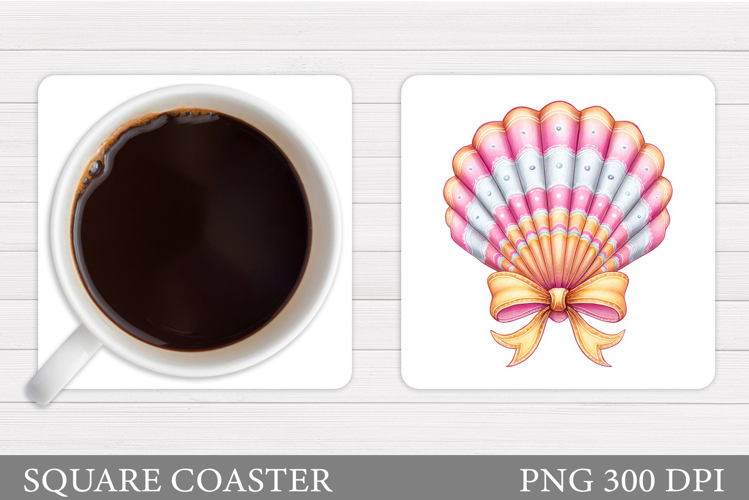 Seashell Coaster Sublimation. Sea Coaster Design