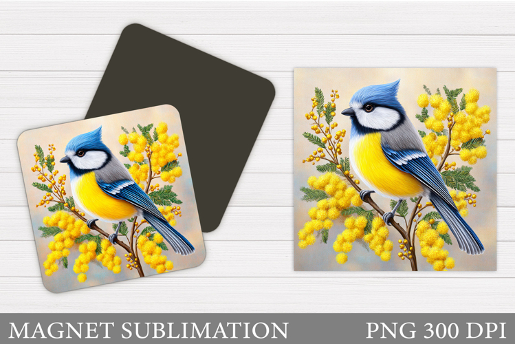 Bird Magnet Sublimation. Bird Flowers Magnet Design
