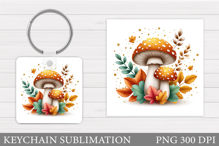 Mushrooms Keychain Design. Pumpkin Keychain Sublimation