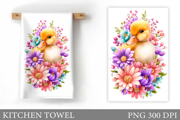 Cute Duck Kitchen Towel Design. Duck Flowers Kitchen Towel