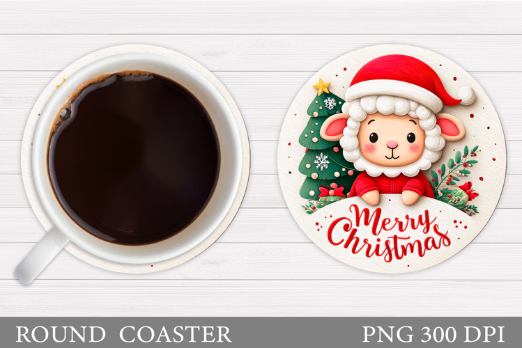 Christmas Lamb Coaster. Christmas Coaster Sublimation