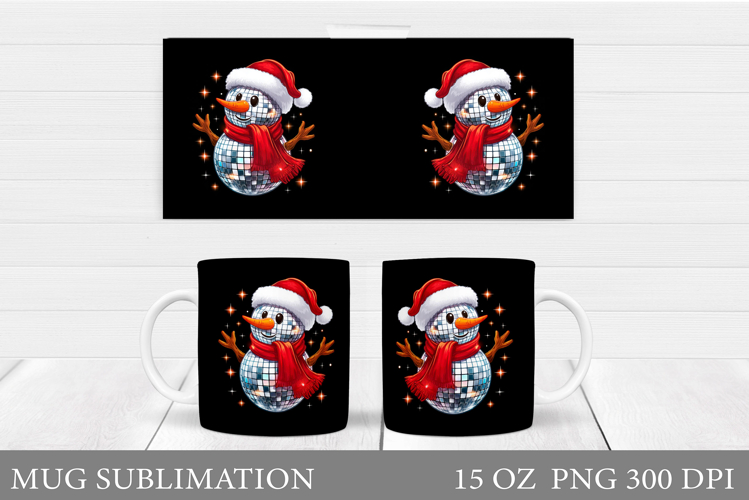 Disco Snowman Mug Design. Christmas Mug Sublimation