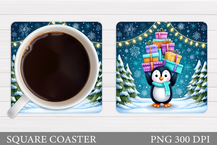 Christmas Penguin Coaster. Christmas Coaster Sublimation