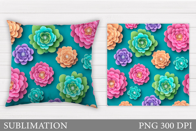 Floral Pillow Sublimation. Flowers Sublimation