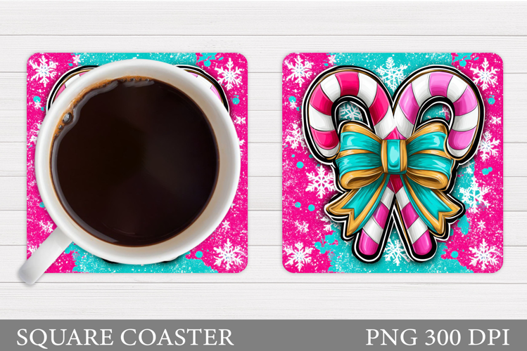 Christmas Candy Canes Coaster. Christmas Coaster Sublimation