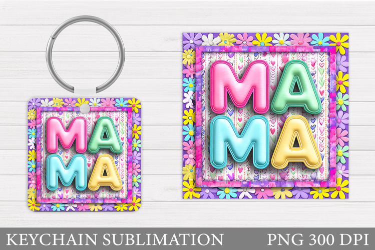 Mother's Day Keychain Design. Flowers Keychain Sublimation