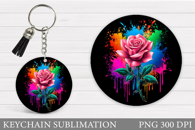 Roses Keychain Sublimation. Flowers Keychain Design