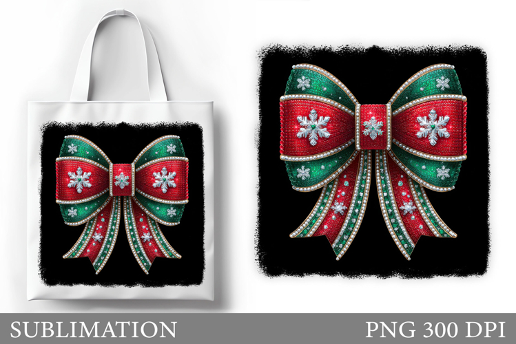 Christmas Bow Tote Bag. Christmas Tote Bag Sublimation