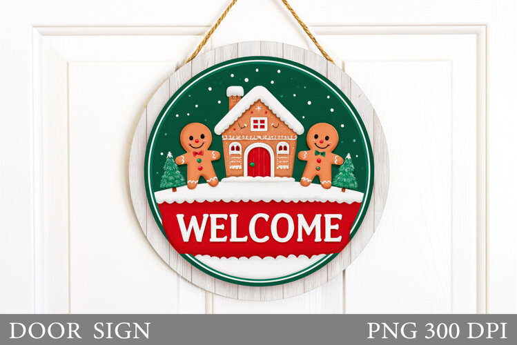 Gingerbread Door Sign Design. Christmas Door Sign example image 1