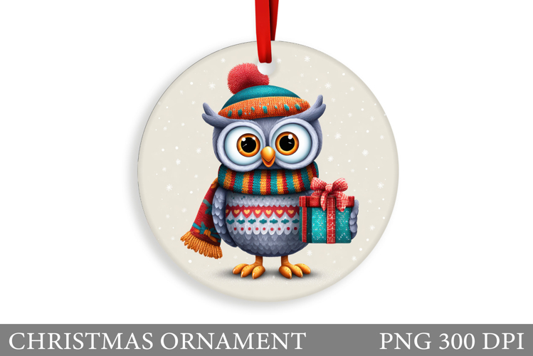 Cute Owl Christmas Ornament. Christmas Ornament Sublimation