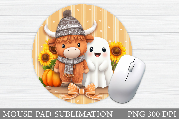 Highland Cow Mouse Pad. Fall Cow Mouse Pad Design