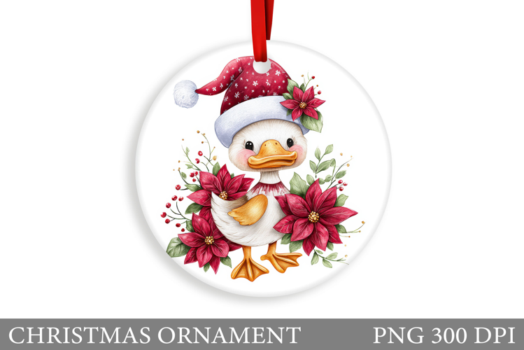 Cute Duck Christmas Ornament. Christmas Duck Sublimation