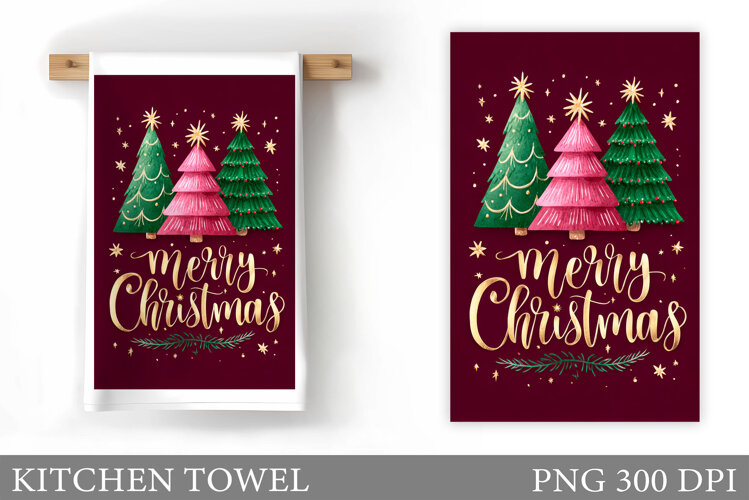 Christmas Tree Kitchen Towel. Christmas Kitchen Towel Design example image 1