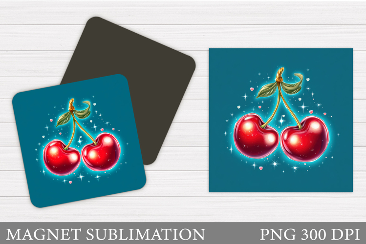 Cherry Magnet Design. Berries Magnet Sublimation