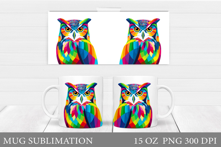 Owl Mug Sublimation. Owl Mug Wrap Design