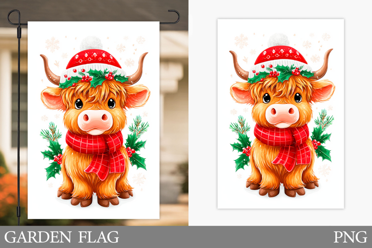 Christmas Cow Garden Flag. Christmas Garden Flag Sublimation