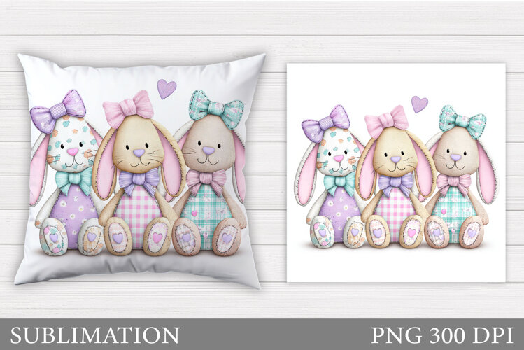 Cute Bunny Pillow Design. Cute Bunny Sublimation example image 1