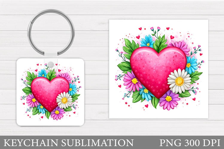 Heart Keychain Design. Valentine Keychain Sublimation