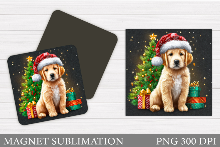 Christmas Dog Magnet Sublimation. Christmas Magnet Design
