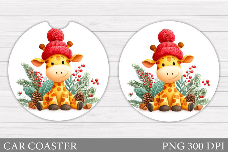 Christmas Giraffe Car Coaster. Christmas Car Coaster Design