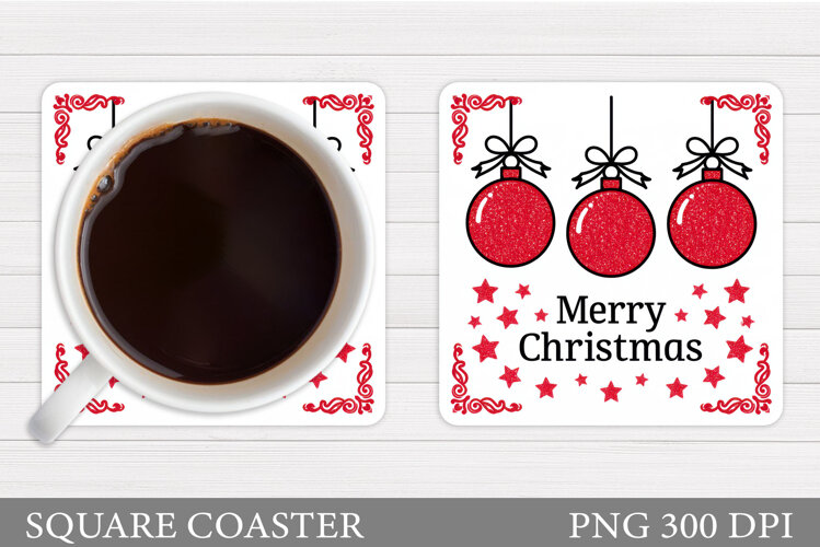 Christmas Coaster Sublimation. Christmas Ornament Coaster example image 1